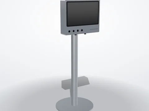 Washdown HMI on a pedestal, rendered in the enclosure builder